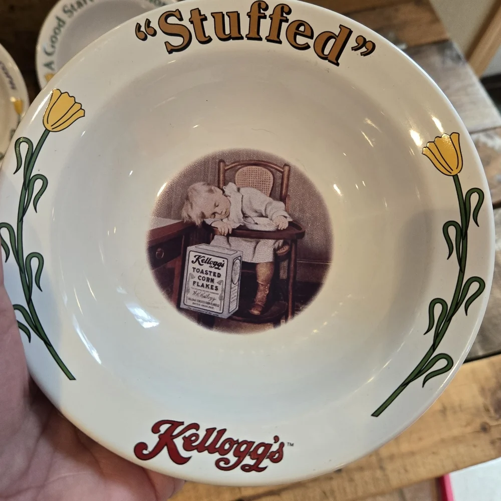 Vtg '96 Kelloggs Cereal Bowls Set Of 4 Collectible Stoneware